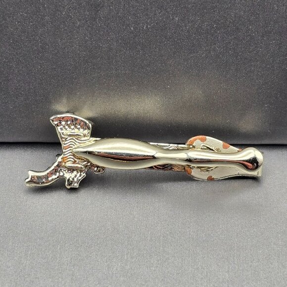 VTG Mens Western Cowboy Boot Tie Clip 2" Silver Tone Etched Diamond Accents - Picture 3 of 4